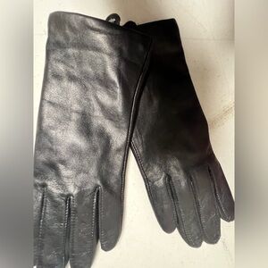 Lands' End Black Leather Gloves